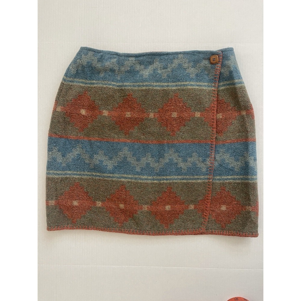 Vintage EXP Jeans 13/14 Wool Wrap Mini Skirt Aztec Southwestern Made Italy NWT